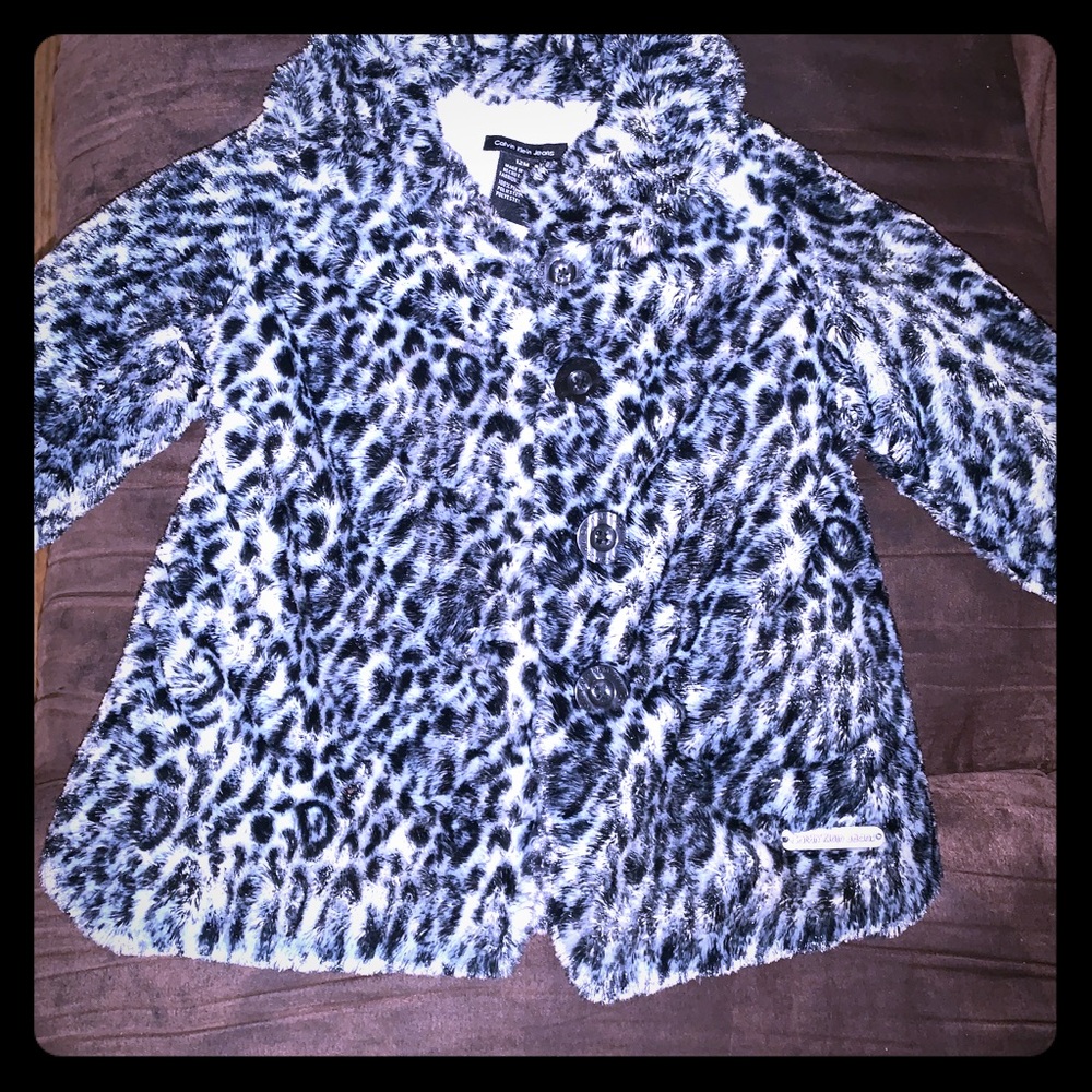 Black and white faux fur coat , worn twice